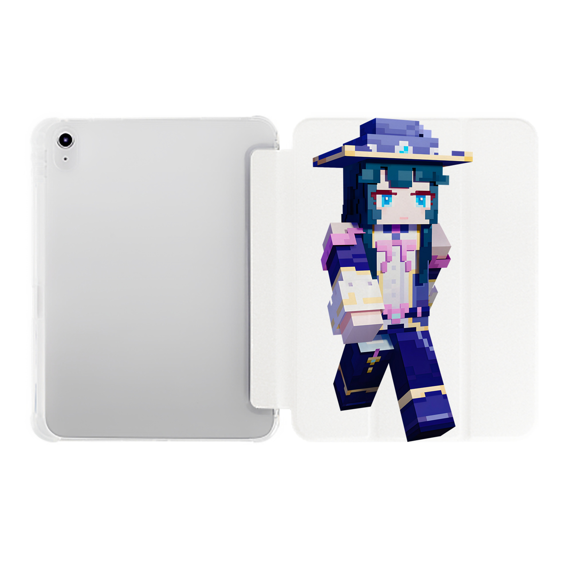 （画像用） マインクラフト ブロックの世界 Minecraft MC Block world IPad ケース ペン収納付き 三つ折りスタンド PUレザー×シリコン 対応機種9.5/10.5/10.9インチ